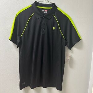 Fila Golf Polo Shirt Men’s Large – Black/Neon Green NWT